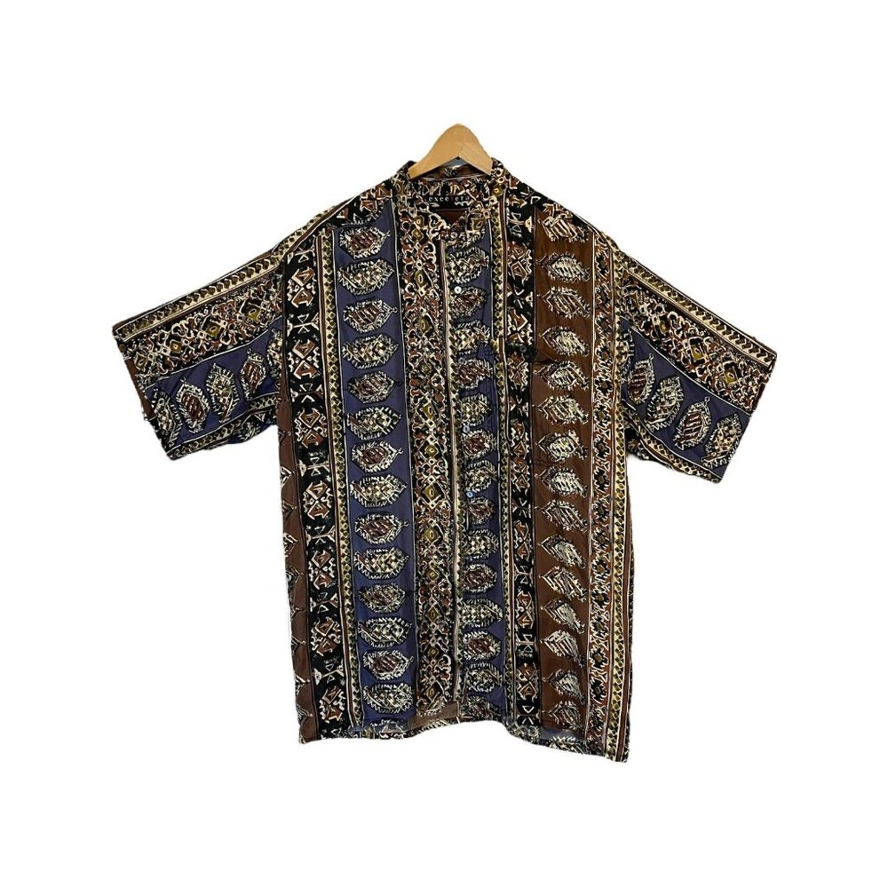 Excetera Patterned Vintage Silk Button Up Shirt